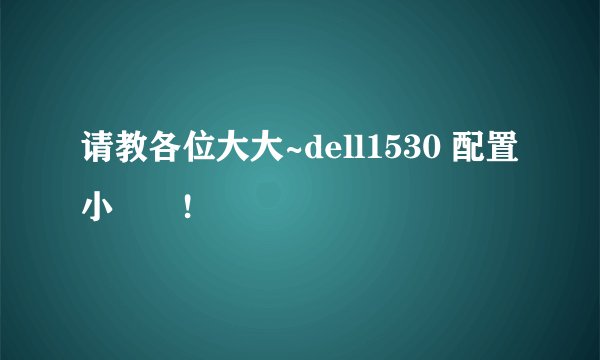 请教各位大大~dell1530 配置小問題!