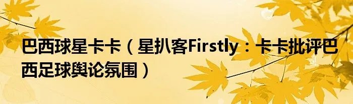 巴西球星卡卡（星扒客Firstly：卡卡批评巴西足球舆论氛围）