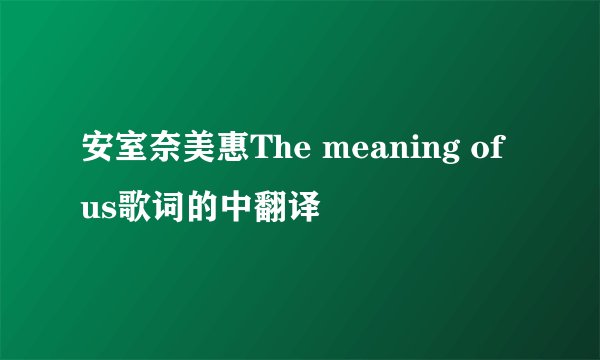 安室奈美惠The meaning of us歌词的中翻译