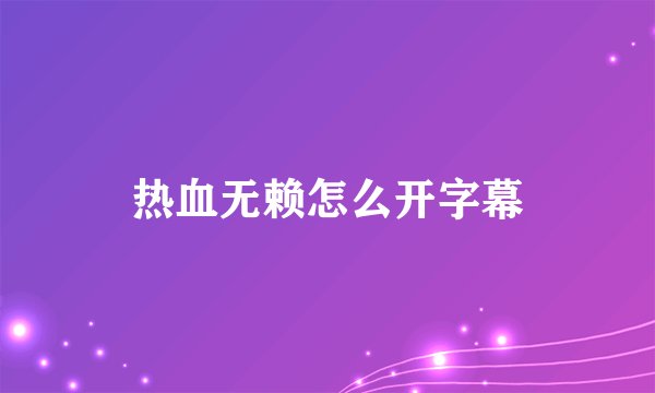 热血无赖怎么开字幕