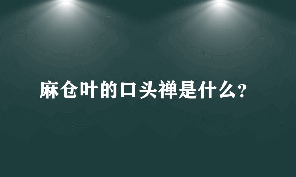 麻仓叶的口头禅是什么？