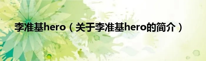 李准基hero（关于李准基hero的简介）