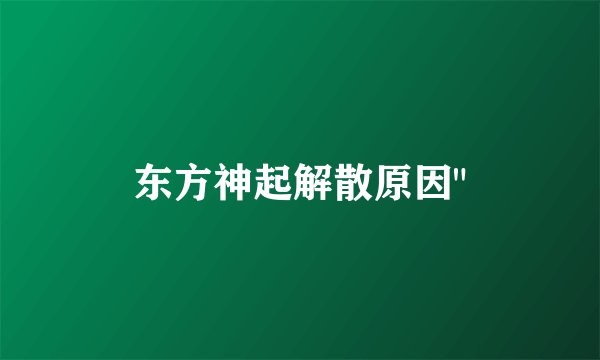 东方神起解散原因