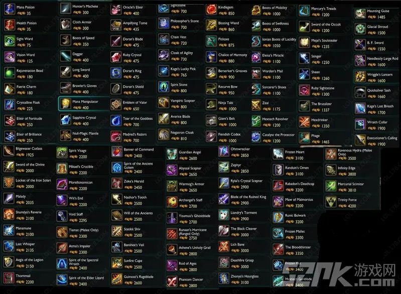 英雄联盟S3赛季物品装备价格大全一览