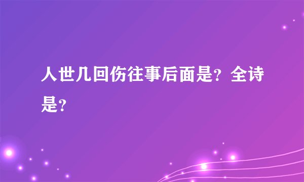 人世几回伤往事后面是？全诗是？