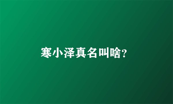 寒小泽真名叫啥?