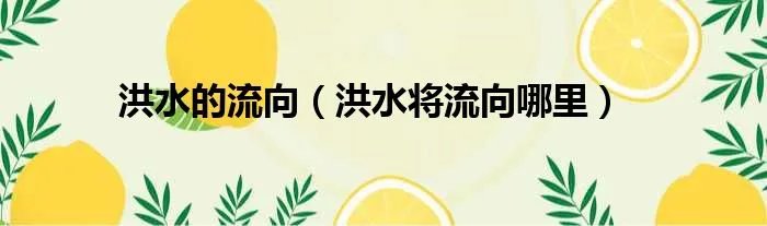 洪水的流向（洪水将流向哪里）