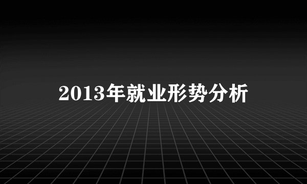 2013年就业形势分析