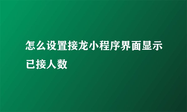 怎么设置接龙小程序界面显示已接人数