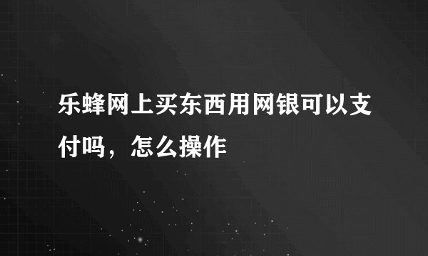 乐蜂网上买东西用网银可以支付吗，怎么操作