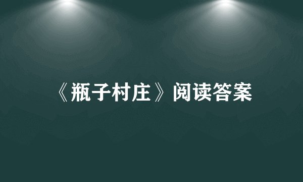 《瓶子村庄》阅读答案