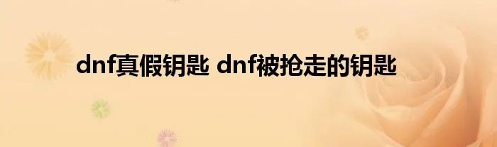 dnf真假钥匙 dnf被抢走的钥匙