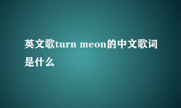 英文歌turn meon的中文歌词是什么