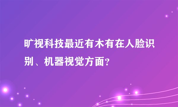 旷视科技最近有木有在人脸识别、机器视觉方面？