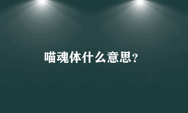 喵魂体什么意思？