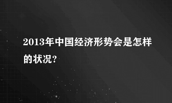 2013年中国经济形势会是怎样的状况?