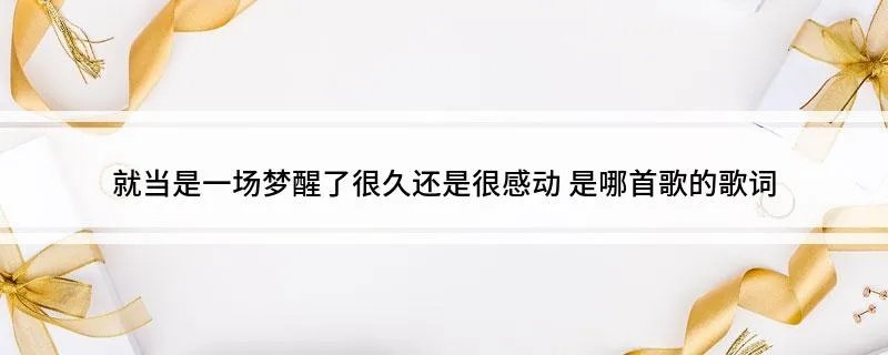 就当是一场梦醒了很久还是很感动 是哪首歌的歌词