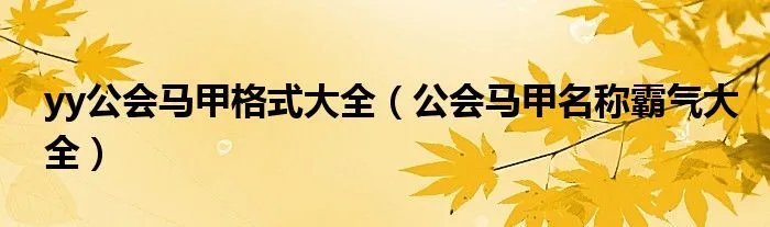 yy公会马甲格式大全（公会马甲名称霸气大全）