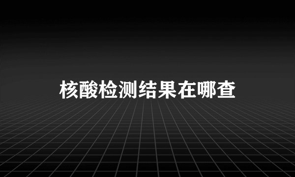 核酸检测结果在哪查
