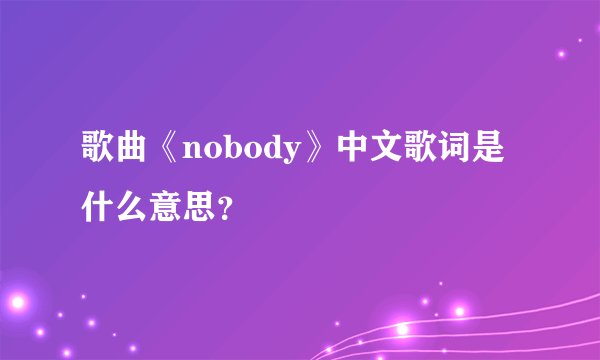 歌曲《nobody》中文歌词是什么意思？