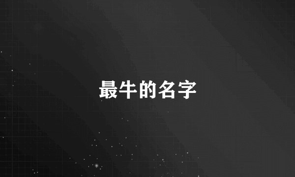 最牛的名字