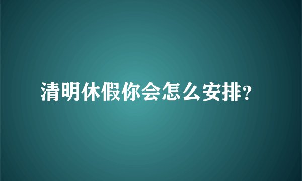 清明休假你会怎么安排？