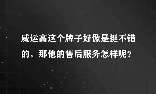 威运高这个牌子好像是挺不错的，那他的售后服务怎样呢？