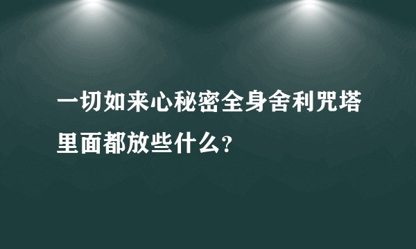 一切如来心秘密全身舍利咒塔里面都放些什么？