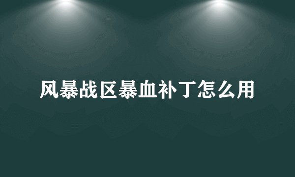 风暴战区暴血补丁怎么用