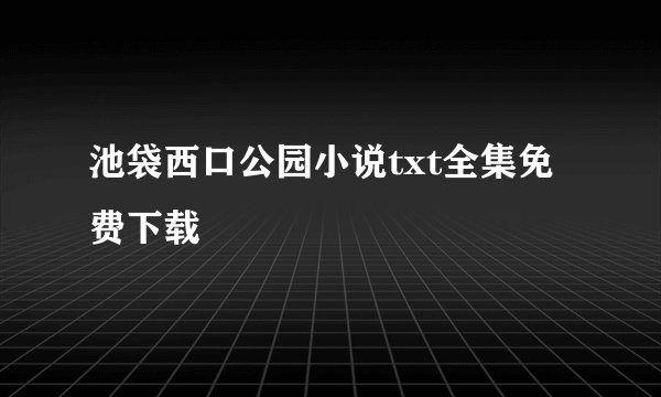 池袋西口公园小说txt全集免费下载