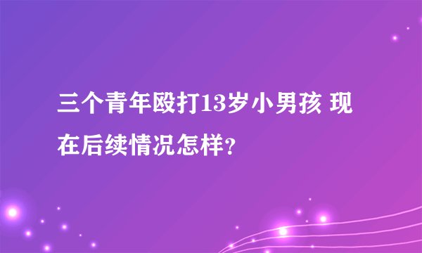 三个青年殴打13岁小男孩 现在后续情况怎样？