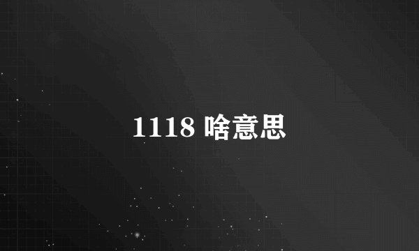 1118 啥意思