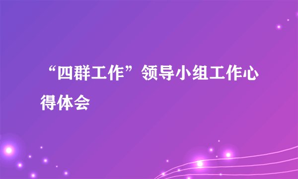 “四群工作”领导小组工作心得体会