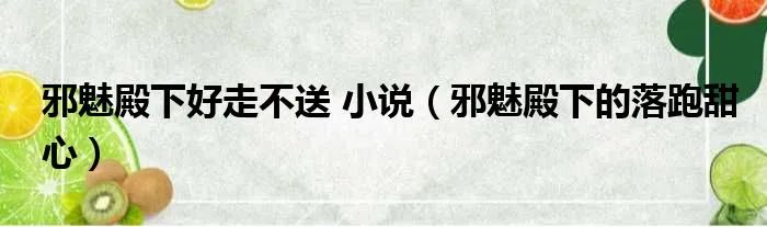邪魅殿下好走不送 小说（邪魅殿下的落跑甜心）