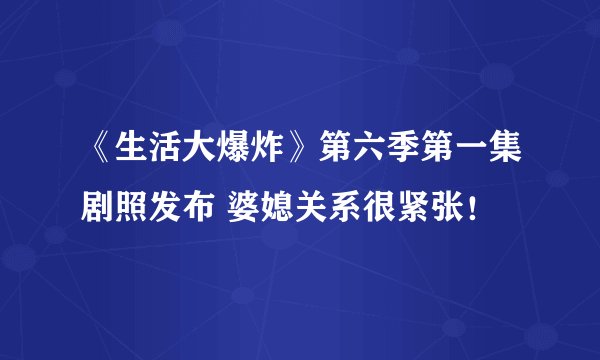 《生活大爆炸》第六季第一集剧照发布 婆媳关系很紧张！