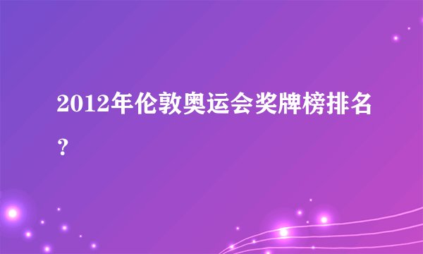 2012年伦敦奥运会奖牌榜排名？