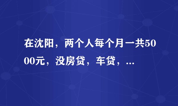 在沈阳，两个人每个月一共5000元，没房贷，车贷，够花吗？