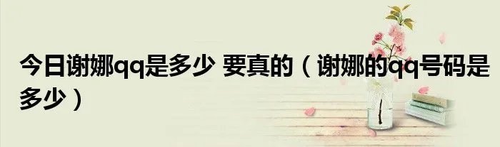 今日谢娜qq是多少 要真的（谢娜的qq号码是多少）