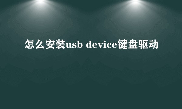 怎么安装usb device键盘驱动